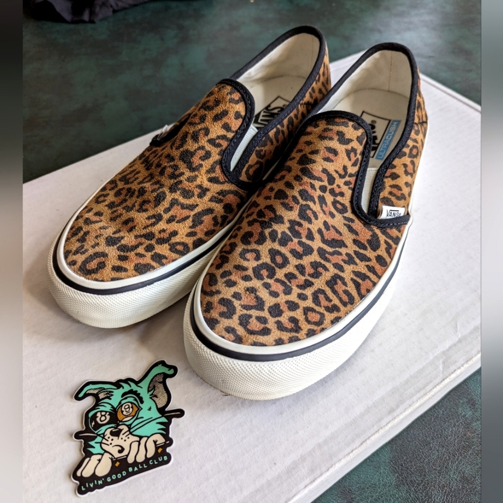Leopard Suede Vans Slip Ons